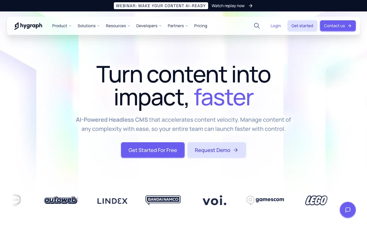 Hygraph headless CMS homepage screenshot