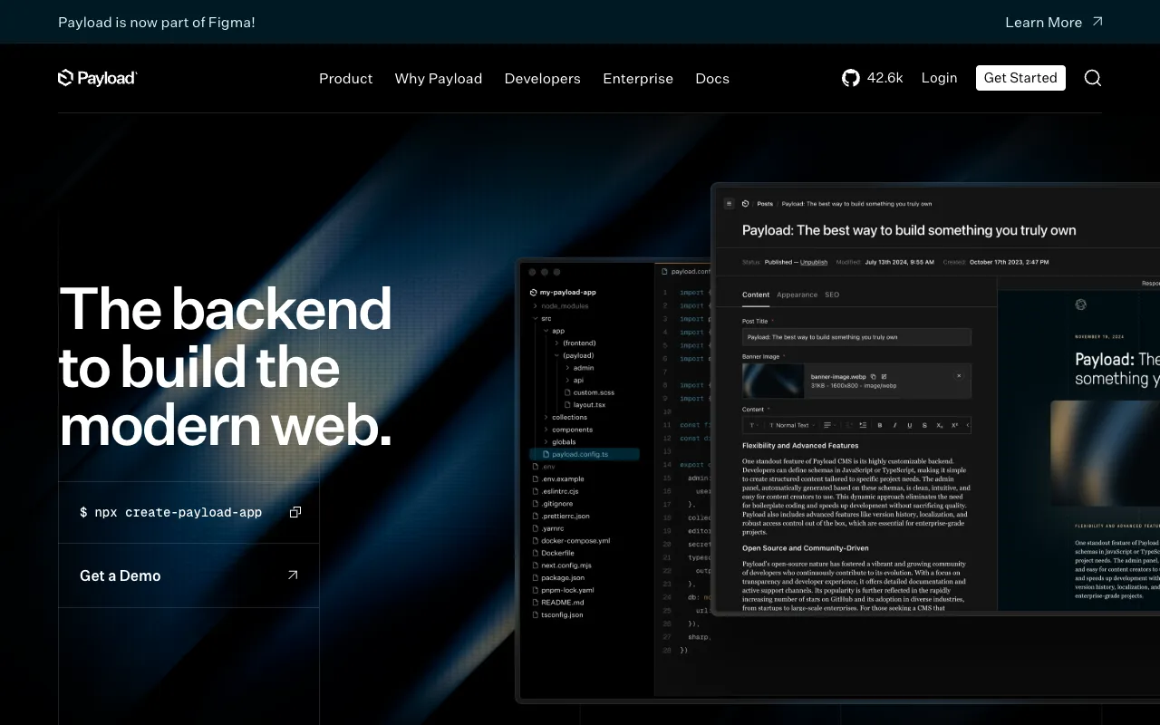 Payload CMS homepage screenshot