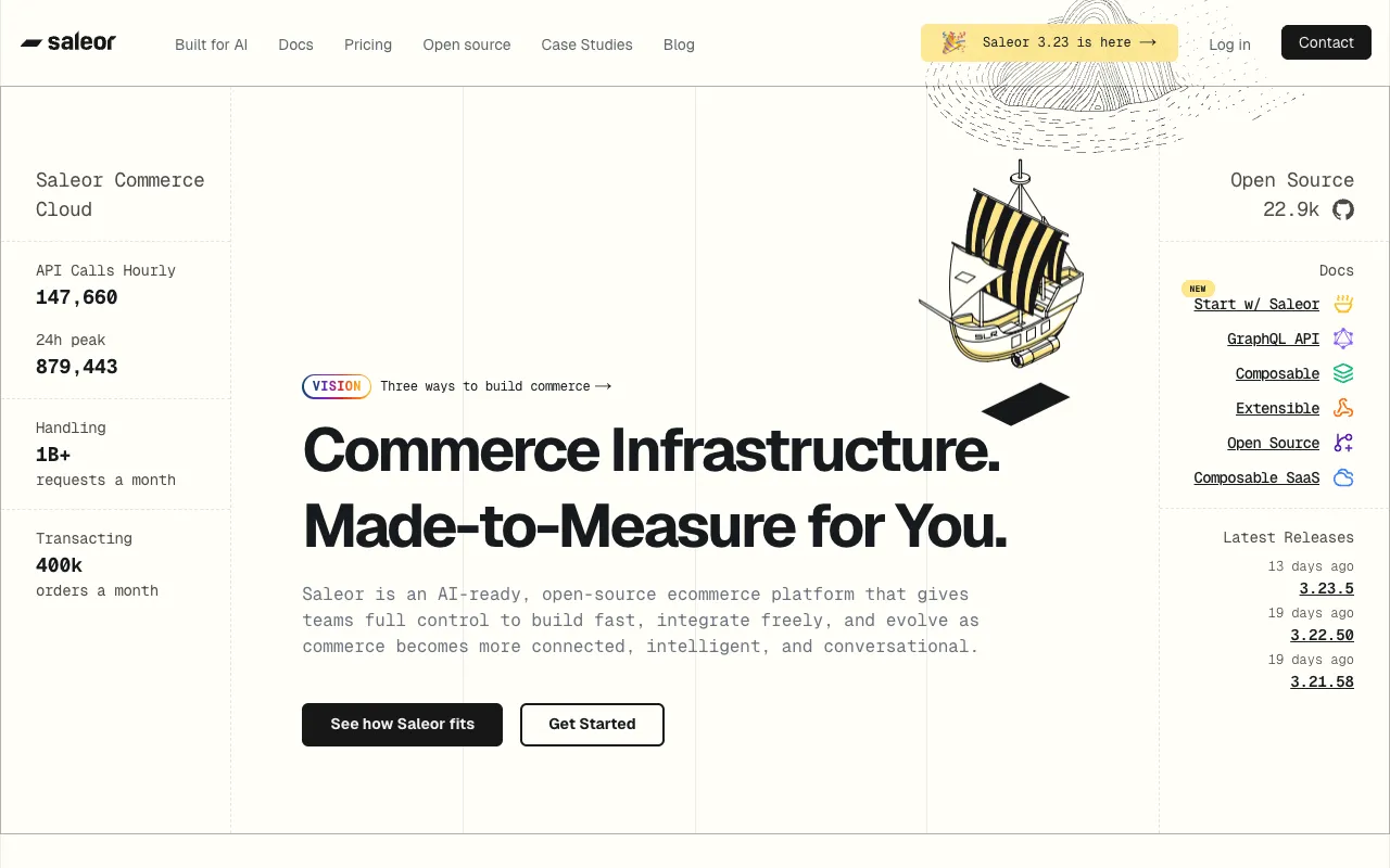 Saleor commerce platform homepage